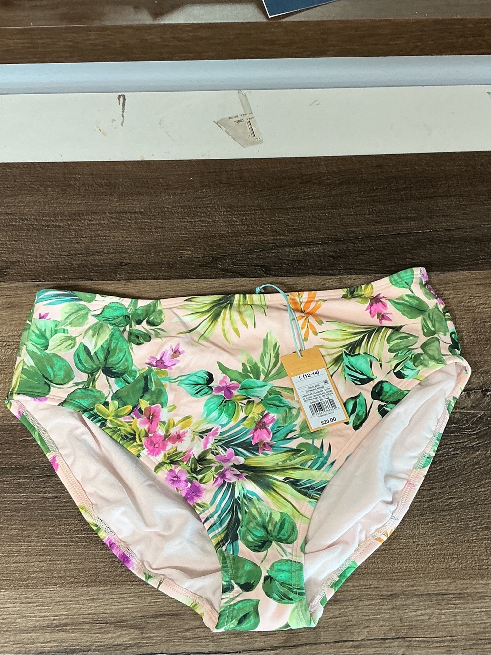 Kona Sol Pink Tropical Floral High-Waist Bikini Bottom